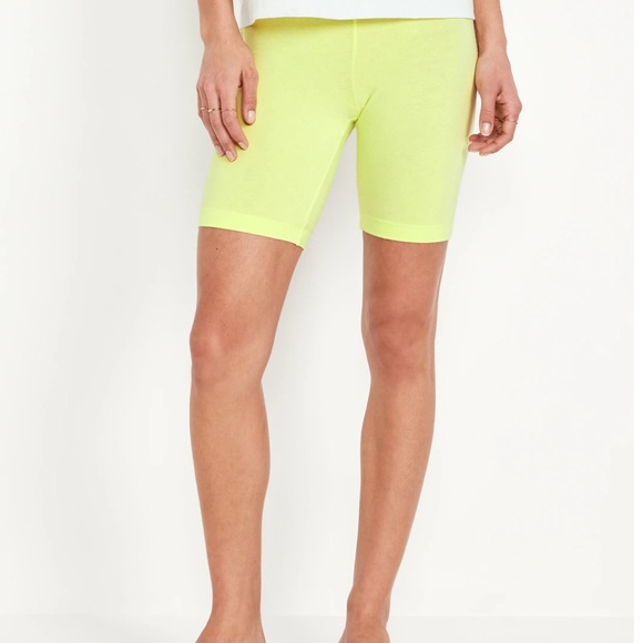 NWT OLD NAVY High-Waisted Biker Shorts -- 8-inch inseam Color: Lime Is Up - Picture 2 of 7